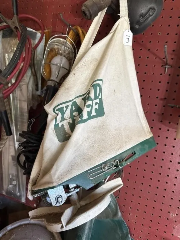Yard tuff. Seeder. Antique hand drill. Knee pad