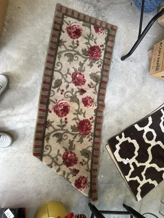 Throw rugs. Queen red bedspread