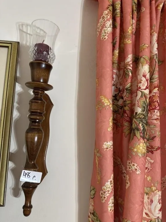 Wooden sconces 19 in long x 2 and 20x7 in shelf