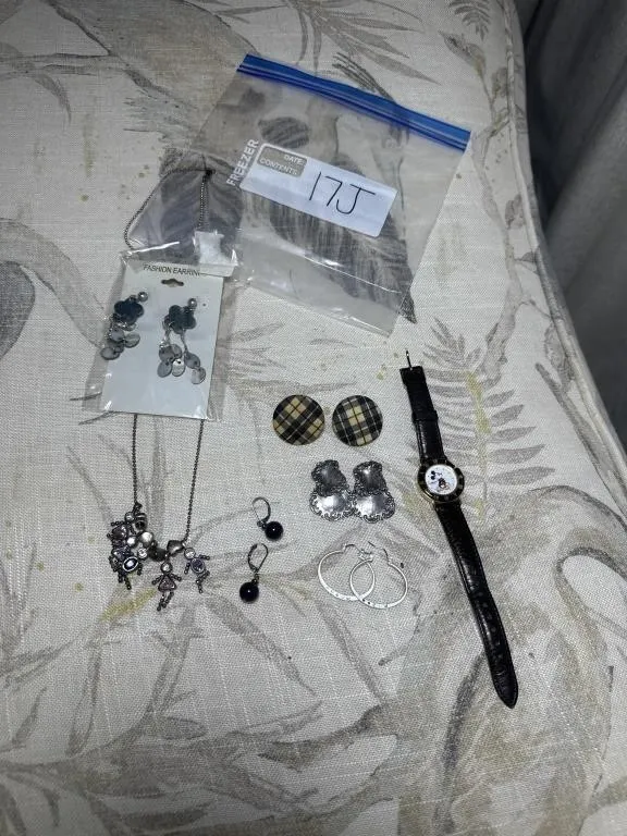 Watch. Earrings. Necklace