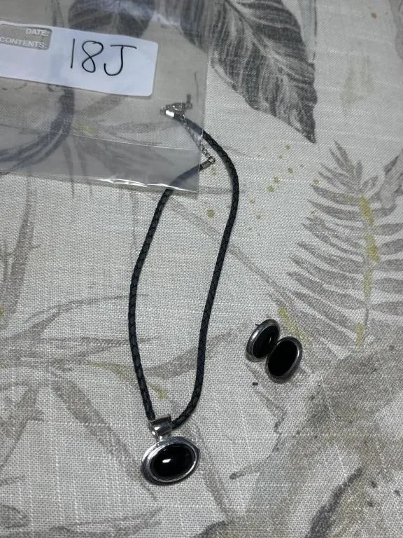 Black necklace with earrings