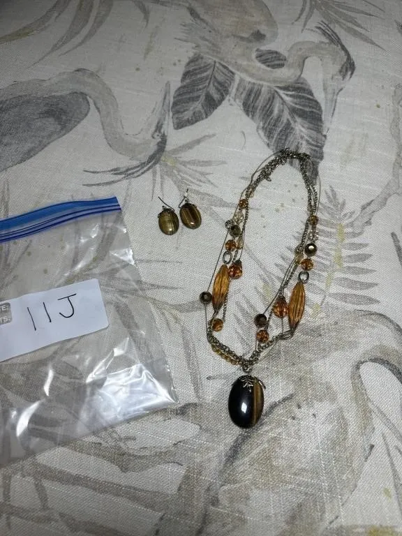 Brown necklace with earrings