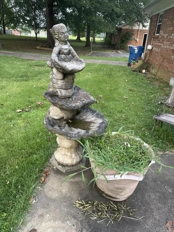 24w. 55 t birdbath and 18 in tall pot