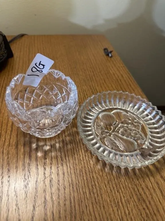 3 in t Glass bowl and small glass plate w fruit 6