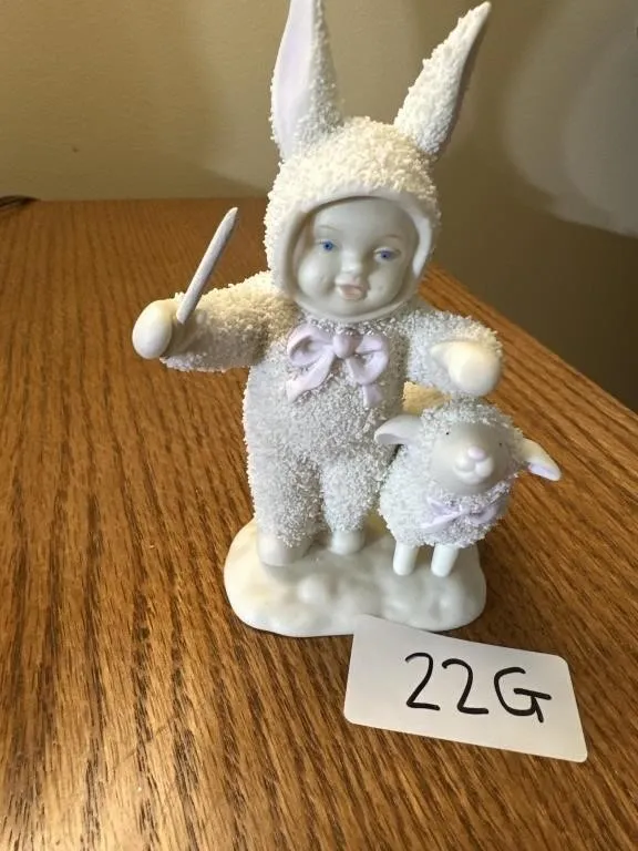 Department 56 snow baby 1996 with lamb pink bows