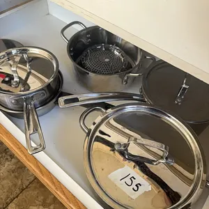set of cusinart stainless steel pans