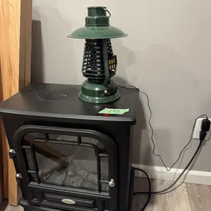 small fire place heater, black flag lantern