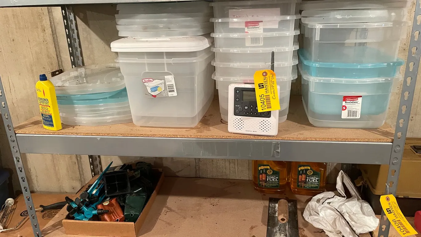 Assorted Plastic Totes and Other Contents