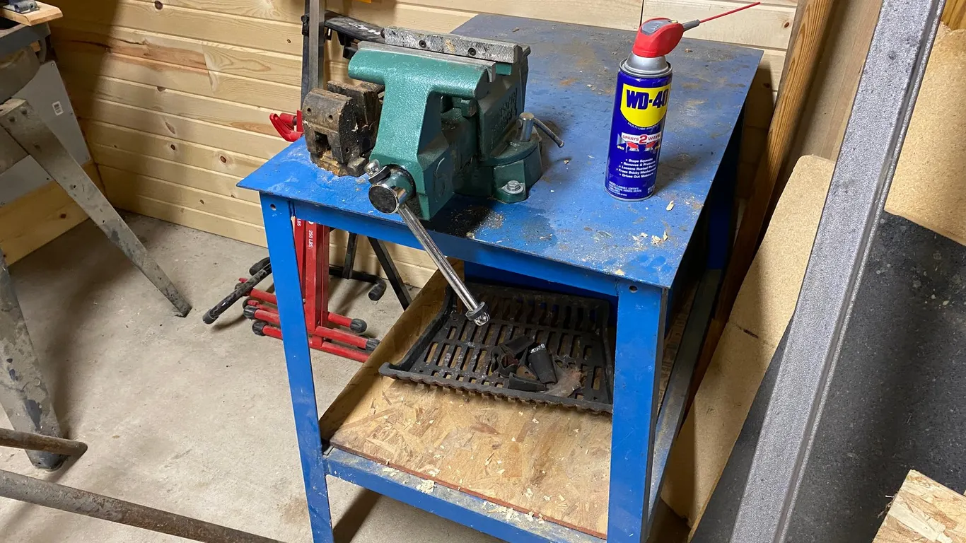 Metal Shop Table and Contents