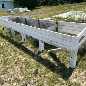 Poly Raised Flower Bed Frame with Rolls of Wire Fencing