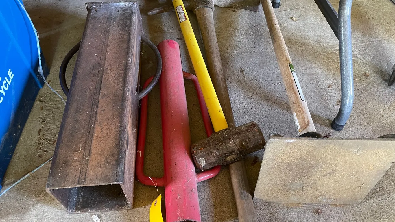 (2) Fence Post Pounders and Handled Tools