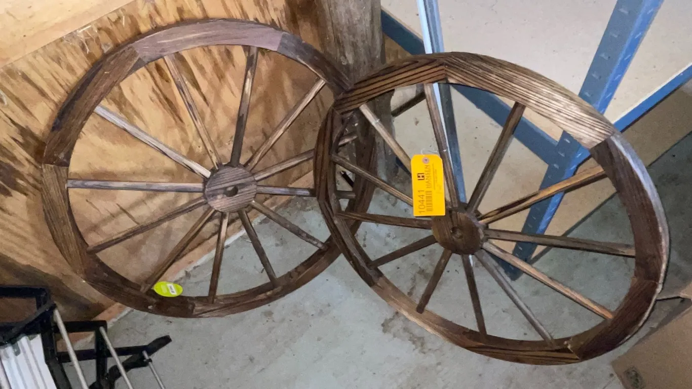 (2) Decorative Wooden Wagon Wheels