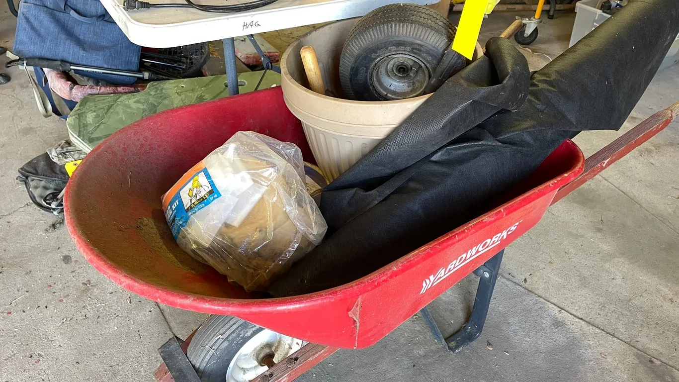 Yardworks Wheelbarrow and Contents