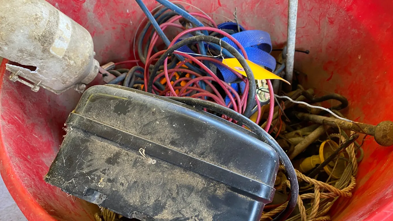 Bucket of Electric Fence Supplies