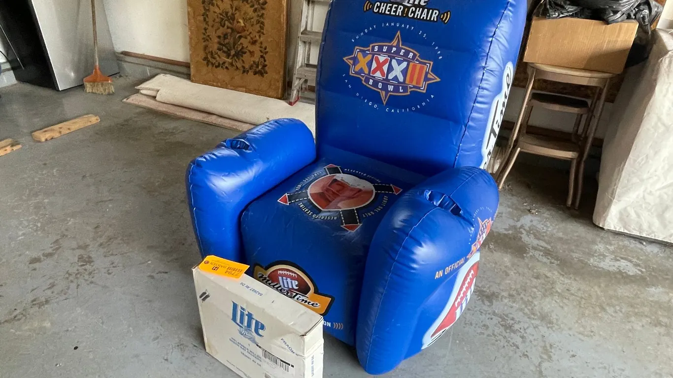 (2) Inflatable Miller Light Green Bay Packer Chairs