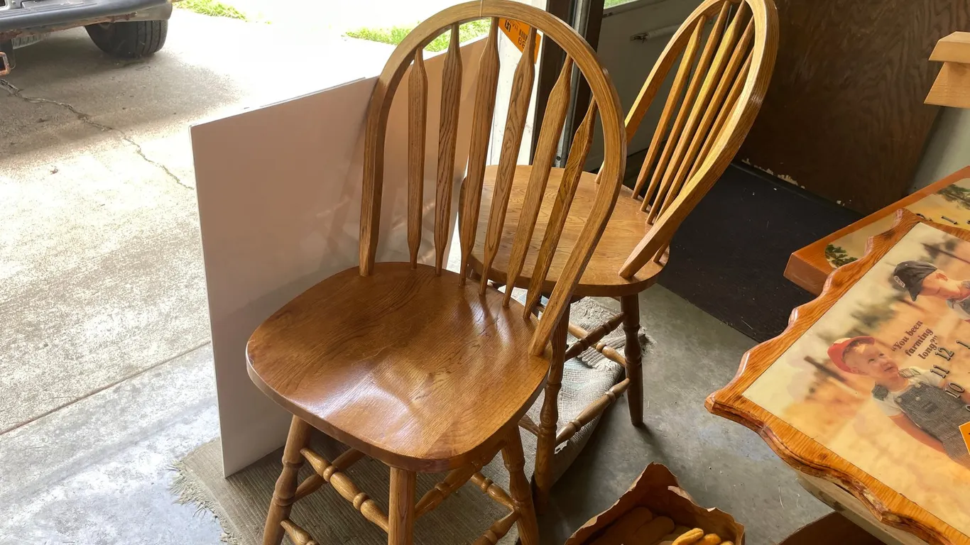 (2) Wood Swivel Stools