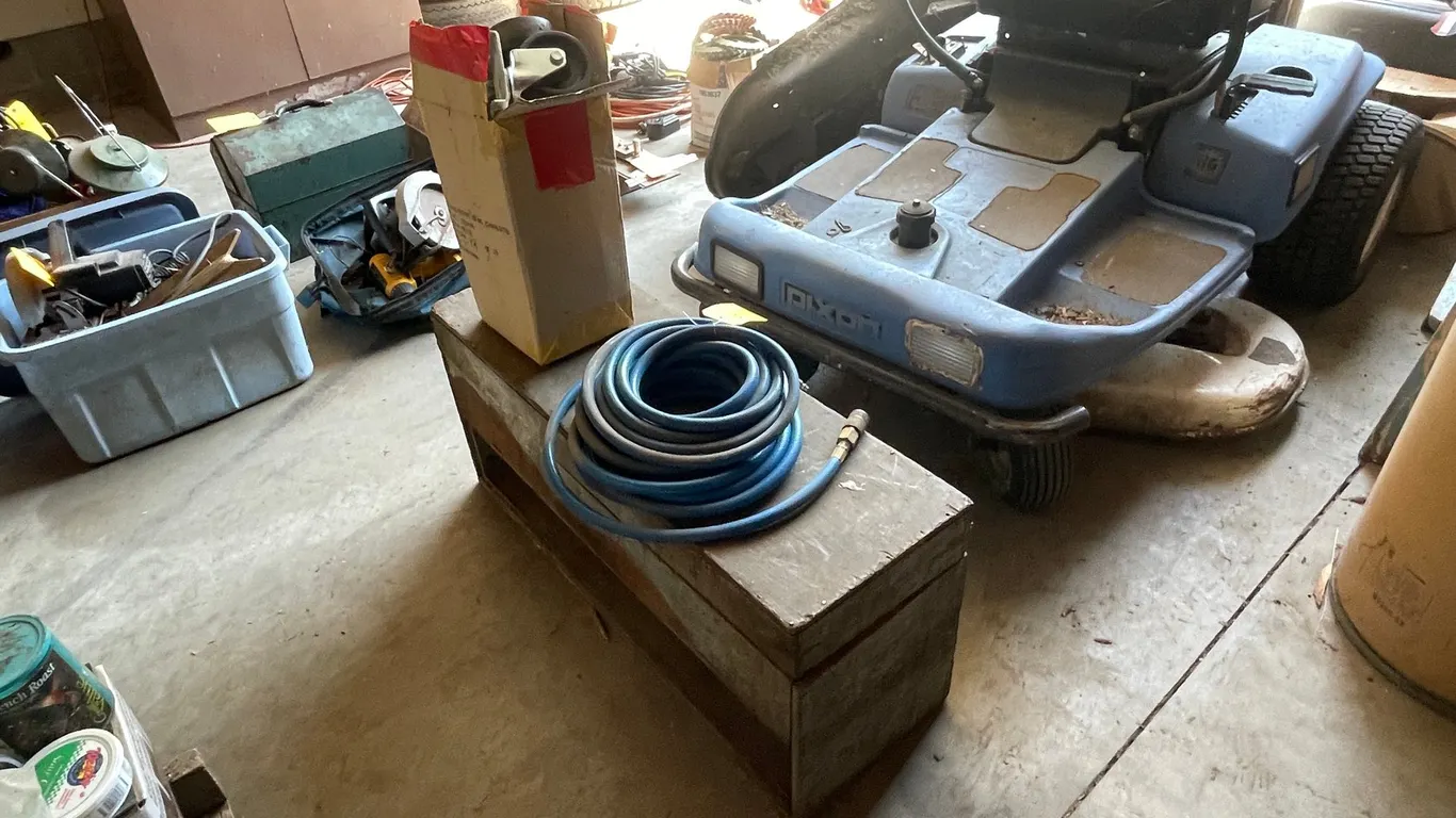 Air Hose, Wood Bench, and Wheels