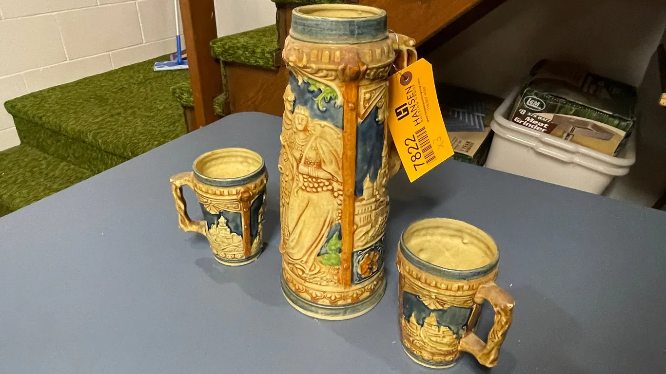 (3) German Style Beer Stein Mugs