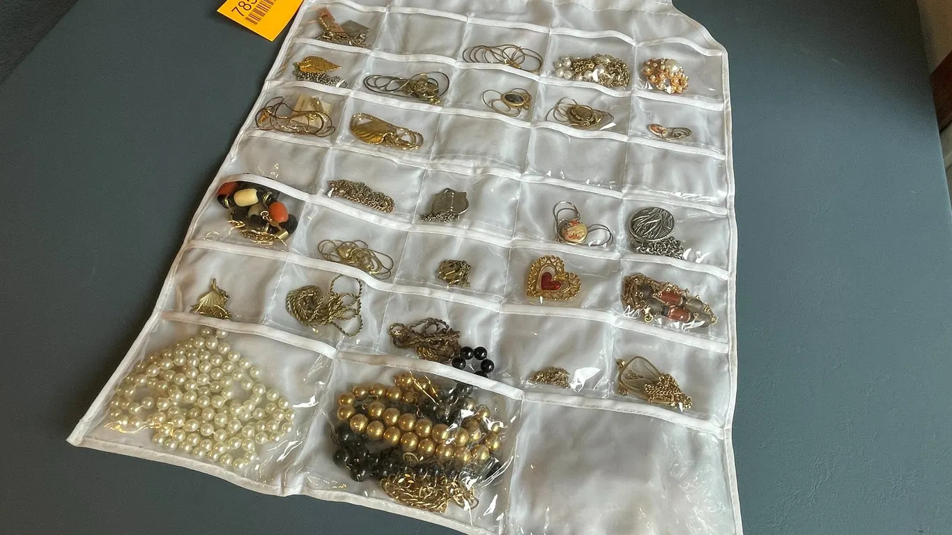 Assortment of Costume Jewelry with Holder