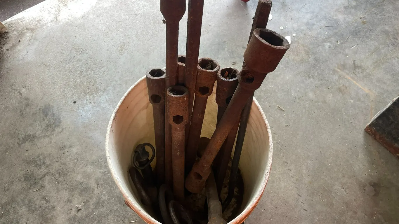 Pail of Vintage Tire Irons