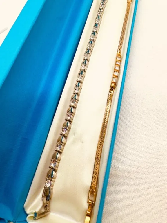 Vintage Tennis Bracelets (2) estate Jewelry untested display box not inc
