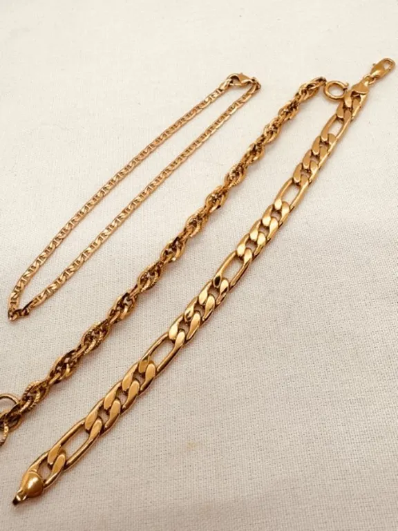 Beautiful Figaro Anklet and 2 Bracelets untested