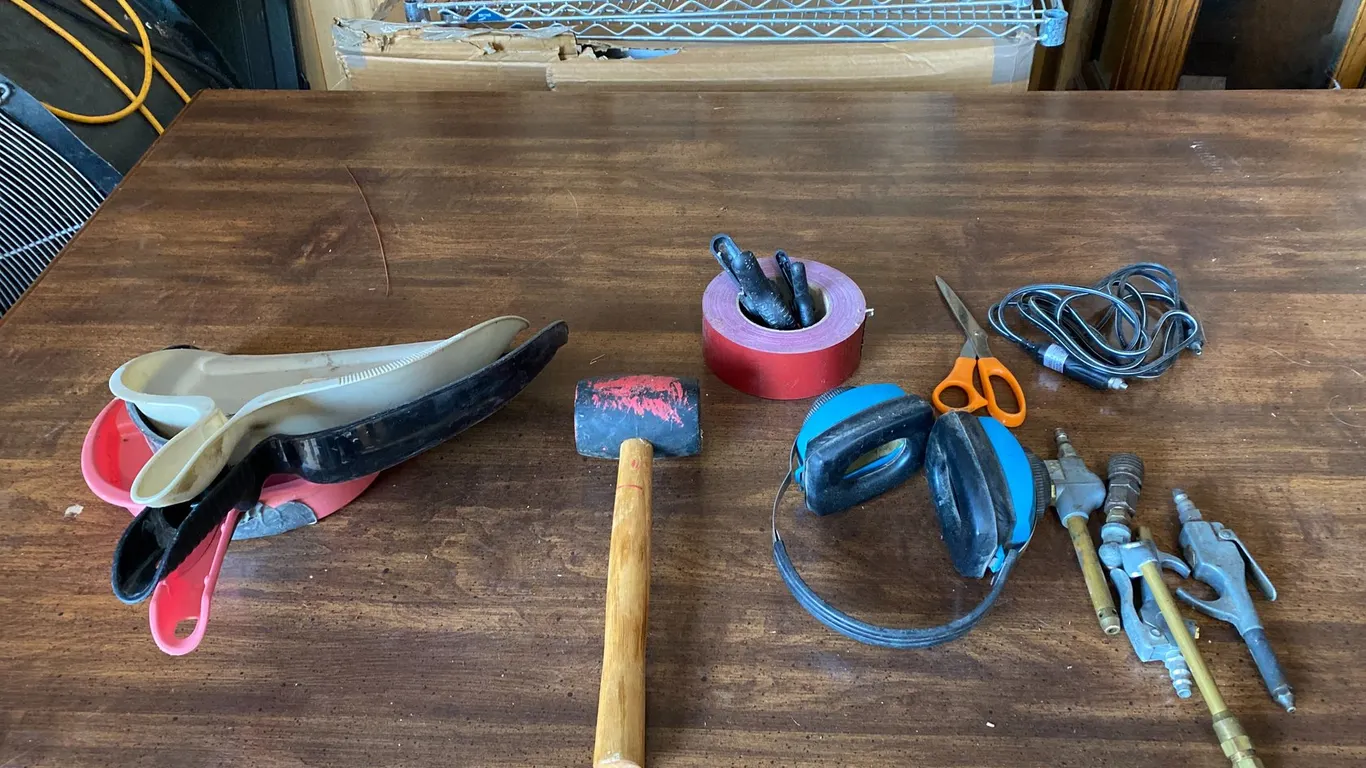 DUST PANS, TAPE, AIR CHUCKS