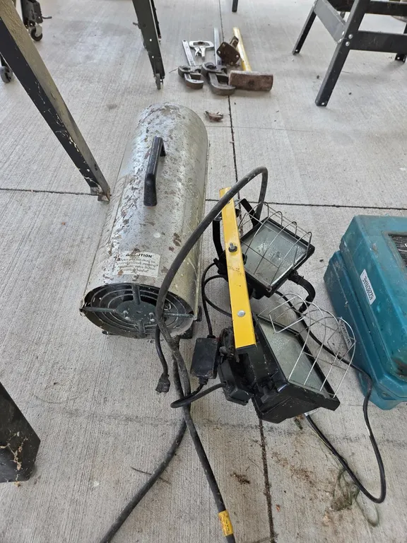 WORK LIGHTS AND COLEMAN HEATER