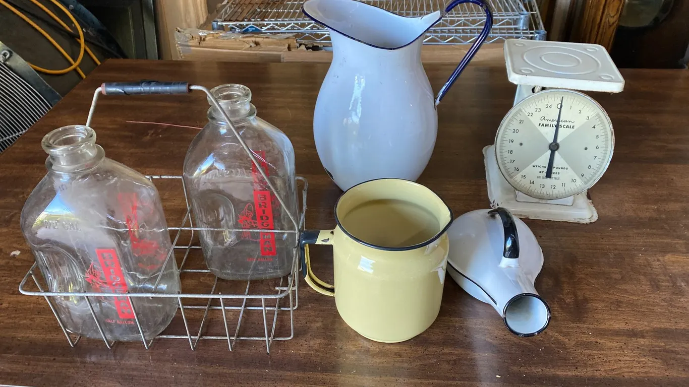 VINTAGE GLASS MILK BOTTLES
