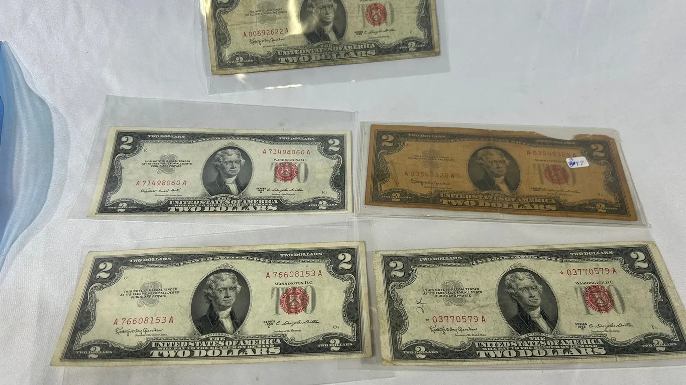 1953 & 1963 RED SEAL TWO DOLLAR BILLS