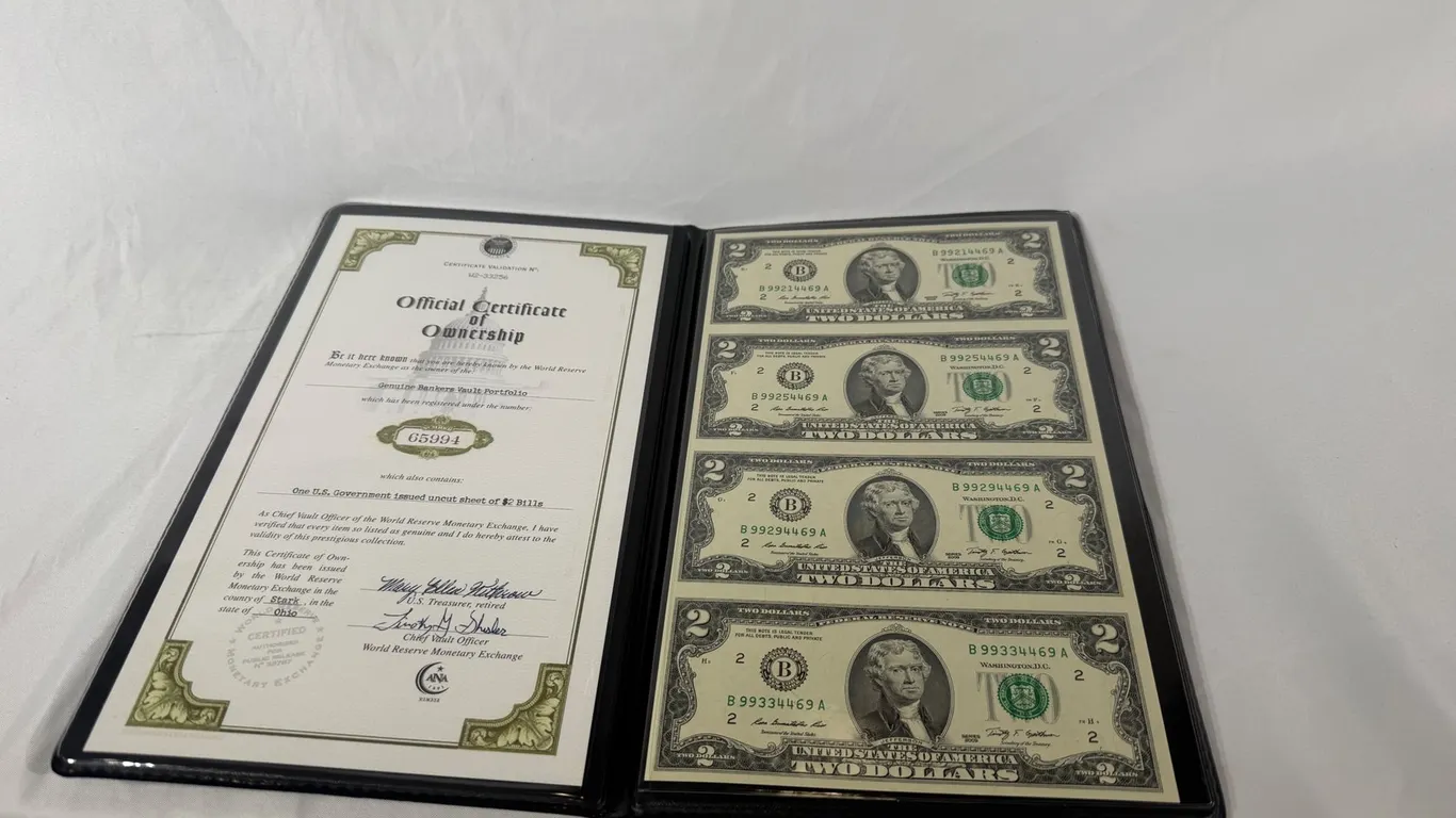 2009 US MINT TWO DOLLAR UNCUT AND UNCIRCULATED
