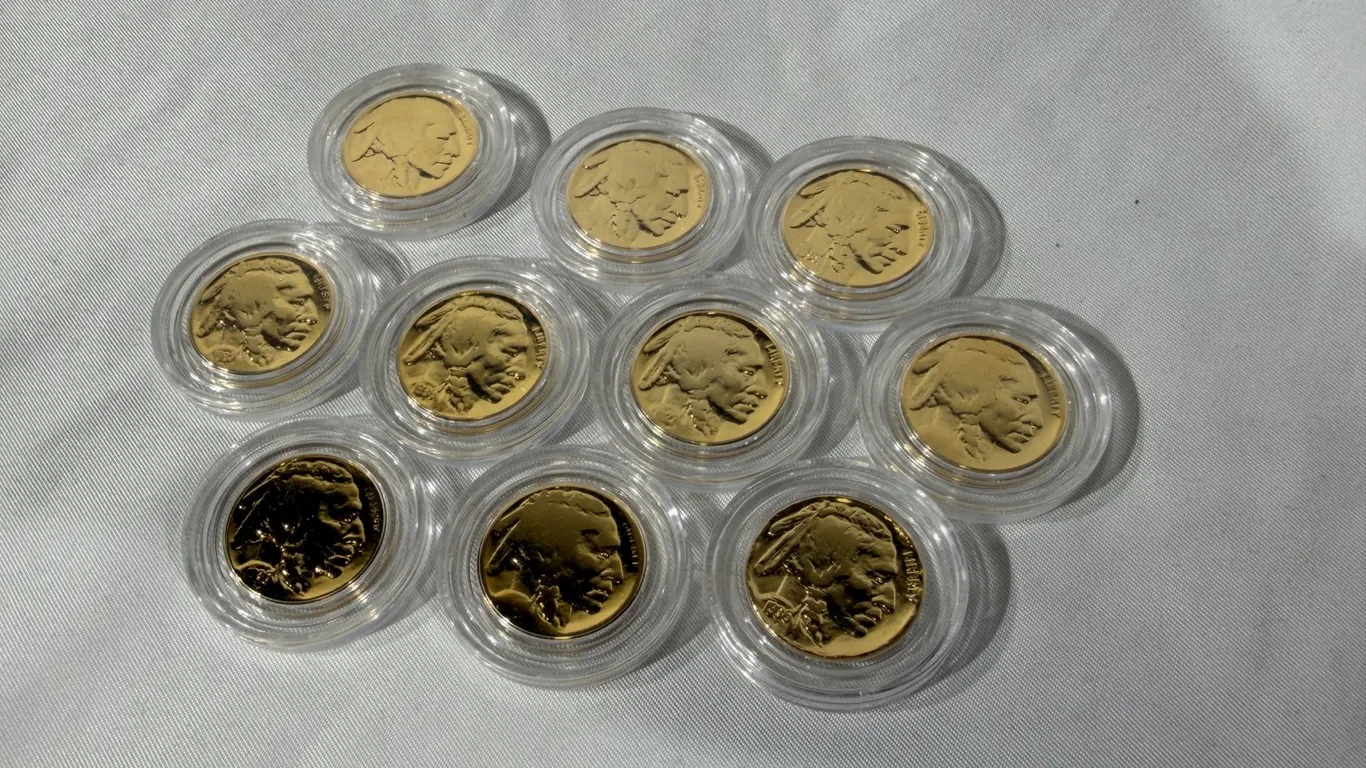 (10) GOLD PLATED BUFFALO NICKELS