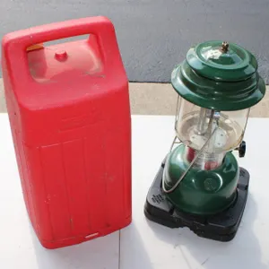 Green Coleman Liquid-Fueled Camp Lantern with Case