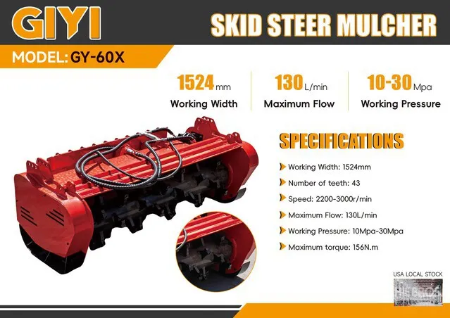 2026 GIYI GY-60 60 in Skid Steer Mulcher (Unused)