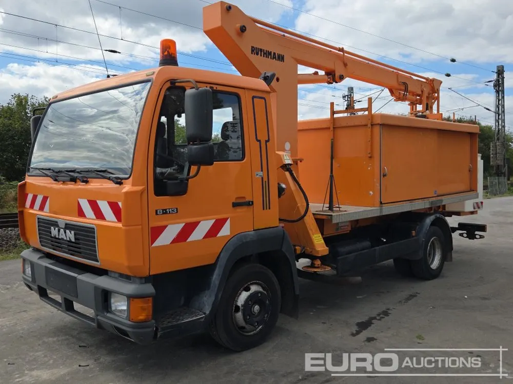 MAN 8-113, 4x2 Access Platform Truck, 5 Speed Manual Gearbox, Anton Ruthmann K135 Boom Lift, Storage Containers, Stabilisers (German Reg. Docs Availab