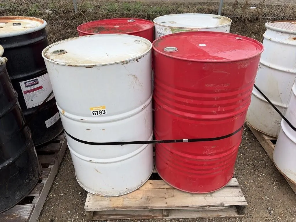 Pallet With Four 45 Gallon Barrels