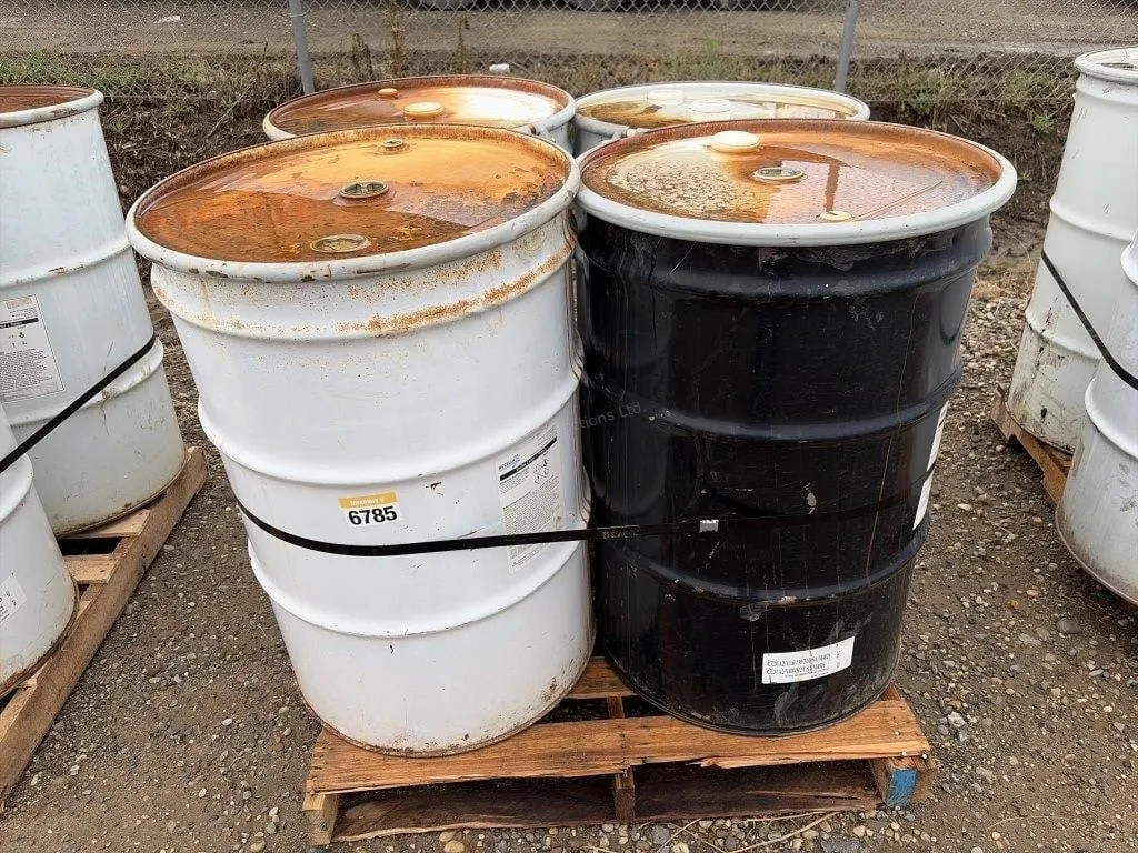 Pallet With Four 45 Gallon Barrels