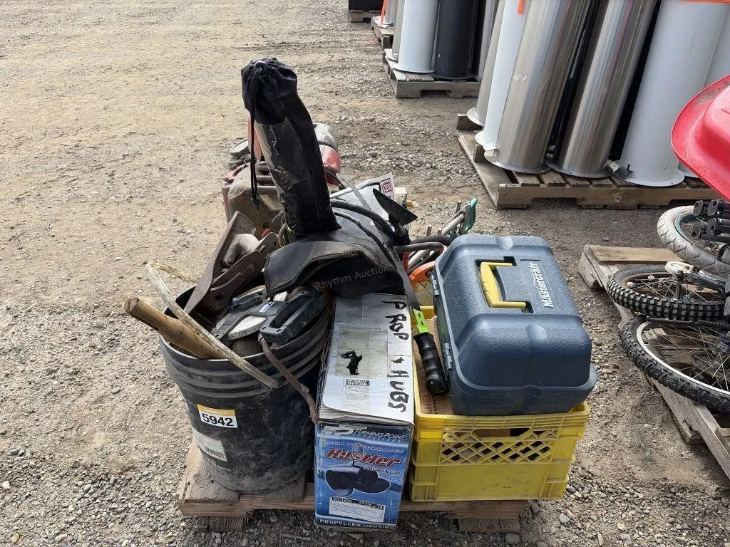 Pallet of Bench Grinder, Saw, PTO Parts & More
