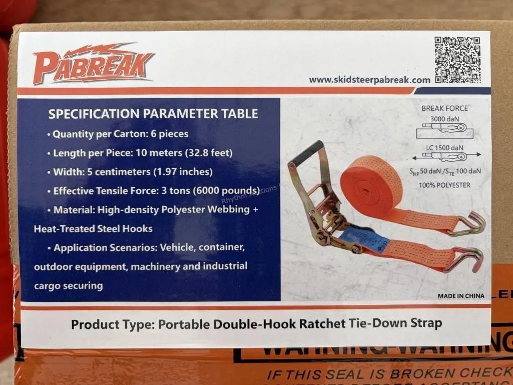 Tensile Force Double Hook Ratchet Tie-Down Straps