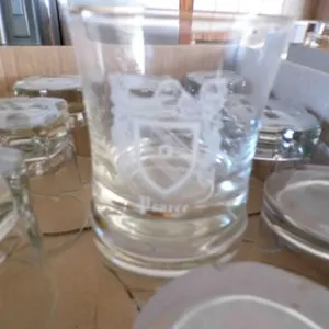 Box of clear whisky glasses (14) total