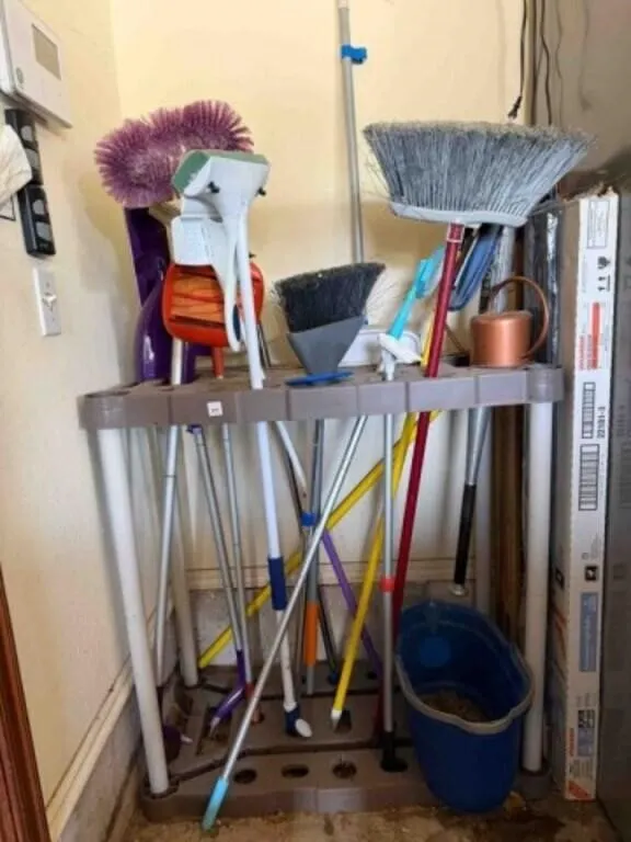 cleaning supplies and holder