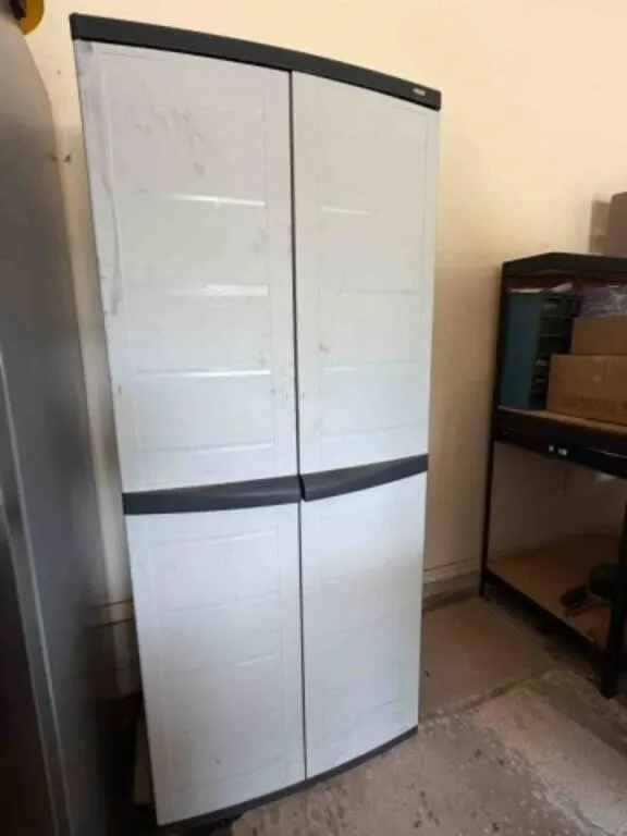 Plastic cabinet, 30" W, 70" tall, 19" deep