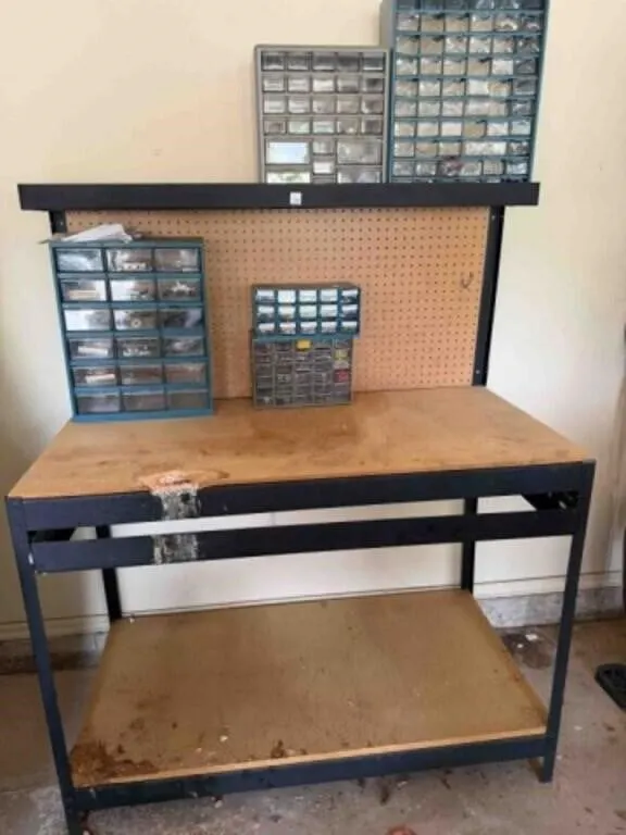 metal frame shop bench, needs new top