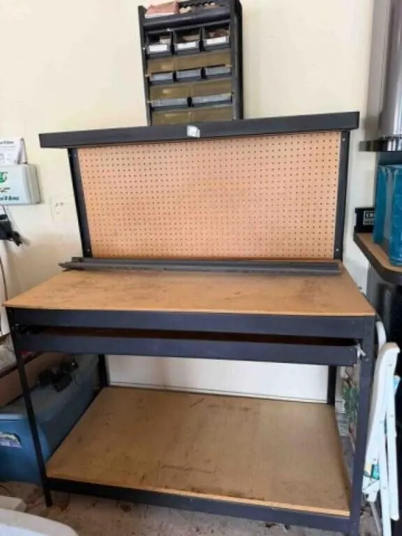 metal frame shop bench, needs new top board