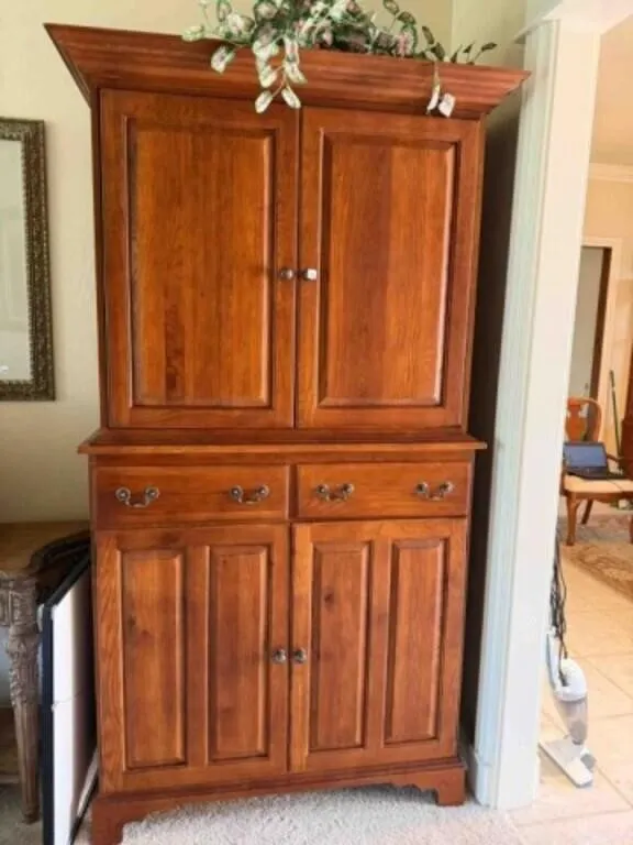 nice walnut entertainment cabinet, 84½" tall