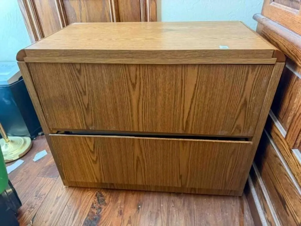 Wood 2-drawer file cabinet, 18" deep, 36" wide