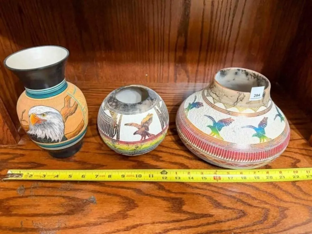 3-pcs Navaho pottery by Hilda Whitegoat artist