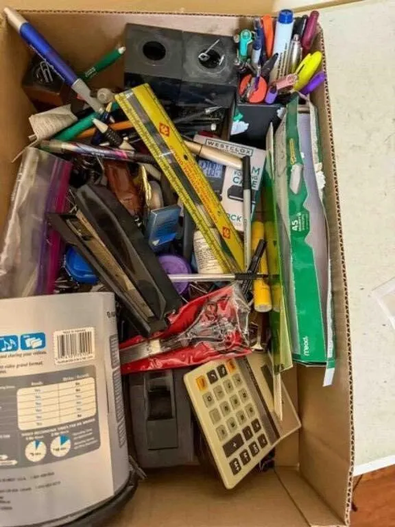 Box of office supplies