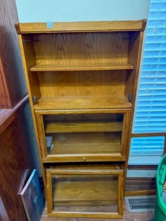 oak book case, 9" x 24" 54", door hangers