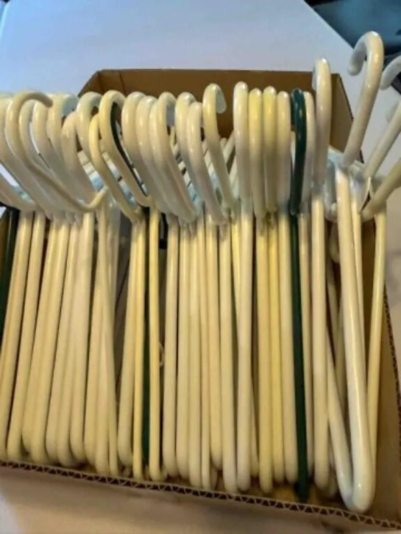 Box of plastic hangers